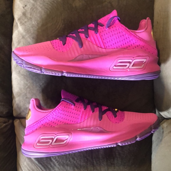 Under Armour Mens Curry 4 Low PE Purple Gold Unreleased Sample - Picture 5 of 9